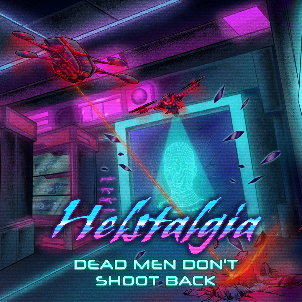 Helstalgia single dead men don't shoot back cover art for retrowave song